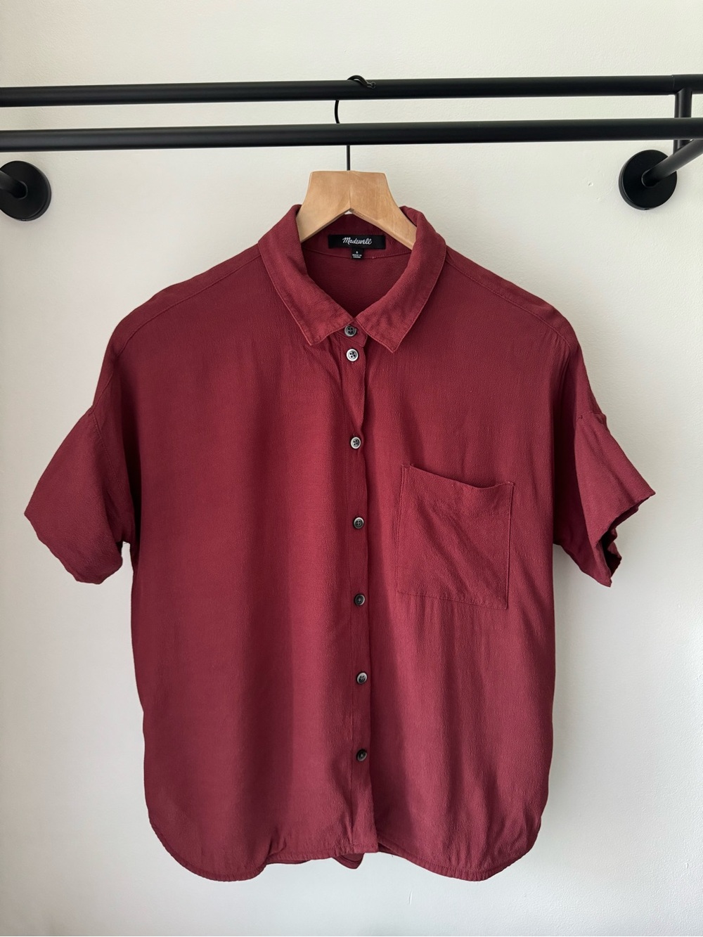 Madewell Daily Drapey Shirt in Dusty Burgundy (Boxy Cut Button-down)